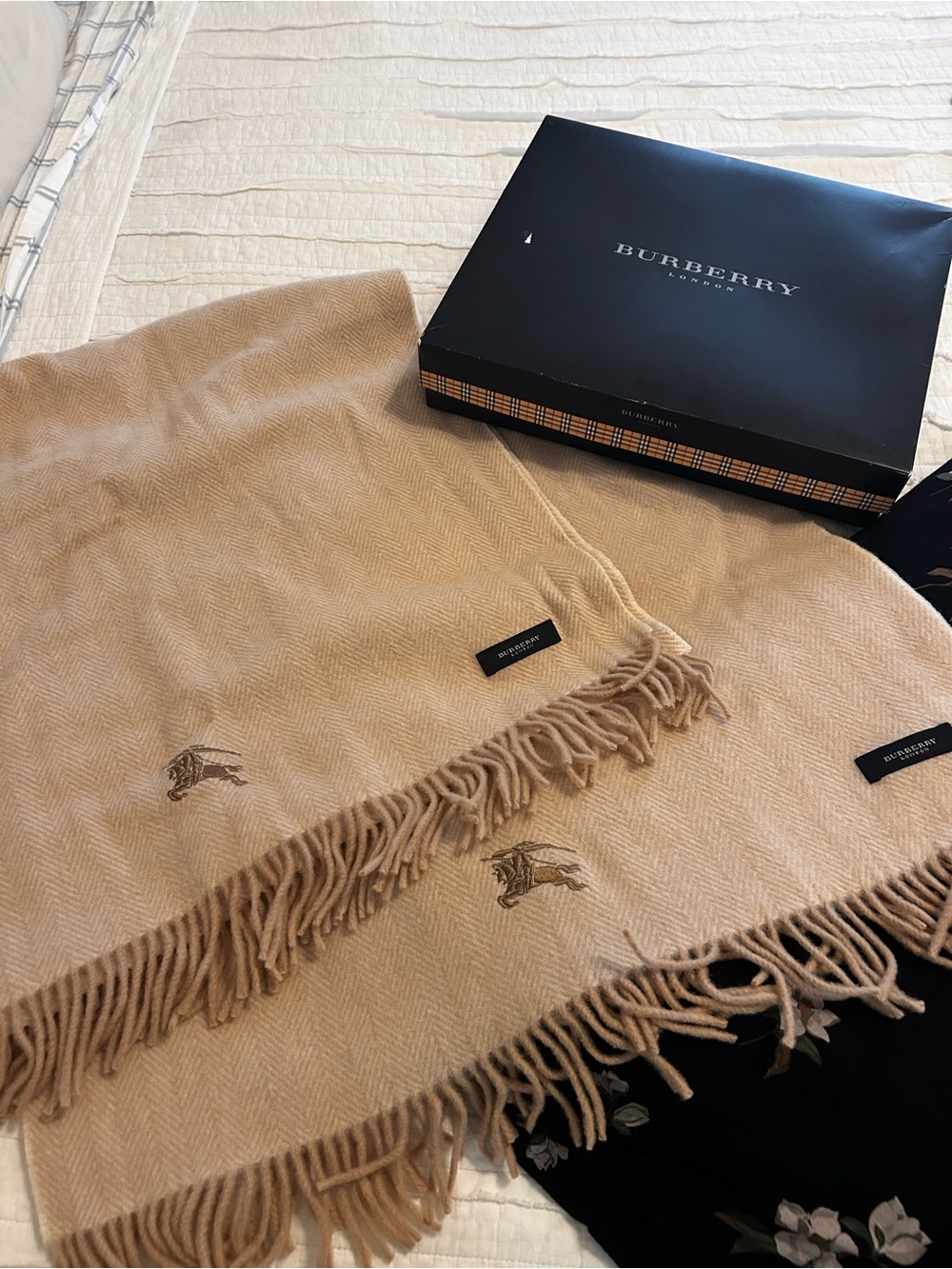 Burberry Tan Cashmere Scarf set of 2